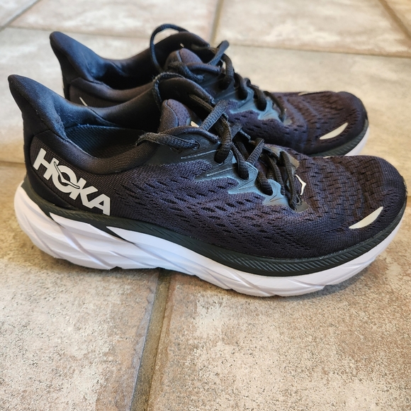 HOKA One One Clifton 8 Black & White Women's Size 6 Running Shoes - Picture 5 of 16